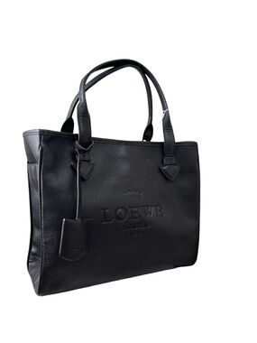 Loewe Black Embossed Leather Tote Bag-Size:29*24*13